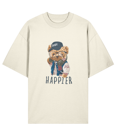 Tricouri pentru barbati - Tricou oversized  din bumbac organic Enjoy happier