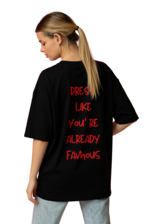 Colectia Trendy - Tricou oversized din bumbac organic Famous