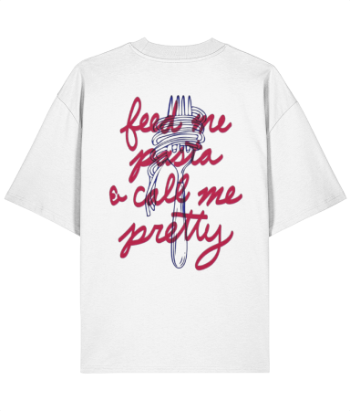 Colectia Words - Tricou oversized  din bumbac organic Feed me pasta