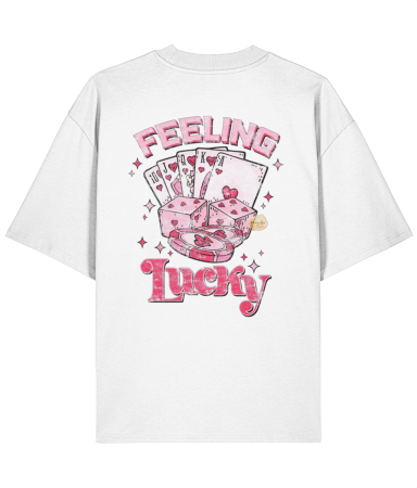 Colectia Words - Tricou oversized din bumbac organic Feeling lucky