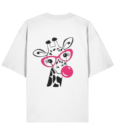 Colectia Fashionista - Tricou oversized  din bumbac organic Giraffe