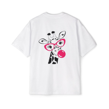 Tricouri pentru femei - Tricou oversized  din bumbac organic Giraffe