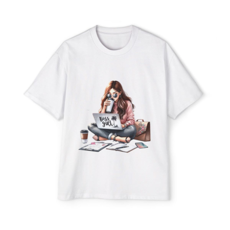 Tricouri pentru femei - Tricou oversized  din bumbac organic  Girl work