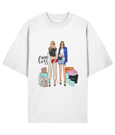 Tricouri pentru femei - Tricou  oversized din bumbac organic  Girls boss