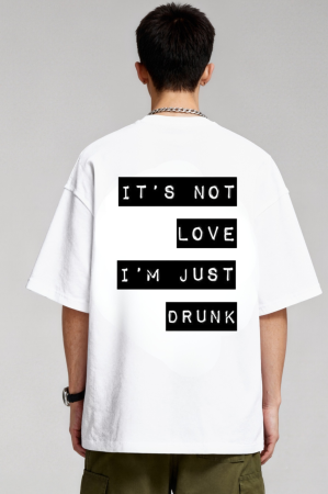 Colectia Trendy - Tricou oversized din bumbac organic  I  am just drunk