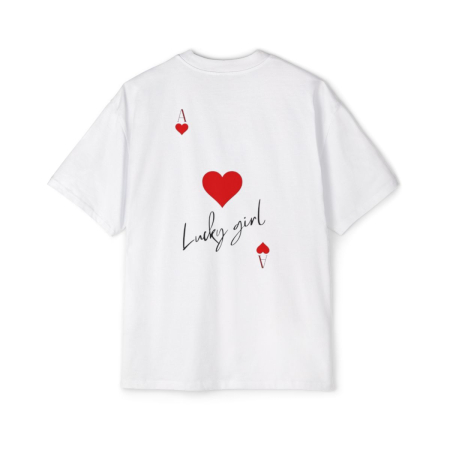 Tricouri pentru femei - Tricou oversized  din bumbac organic Lucky girl