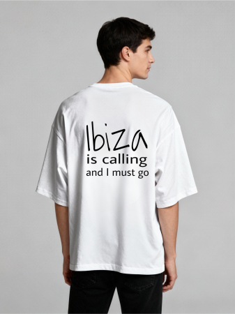 Tricouri pentru femei - Tricou oversized  din bumbac organic  Ibiza is calling