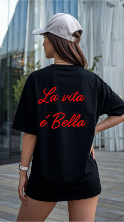 Colectia Trendy - Tricou Oversized Din Bumbac Organic La Vita e Bella