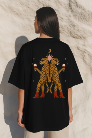 Colectia Trendy - Tricou Oversized Din Bumbac Organic Leopard party