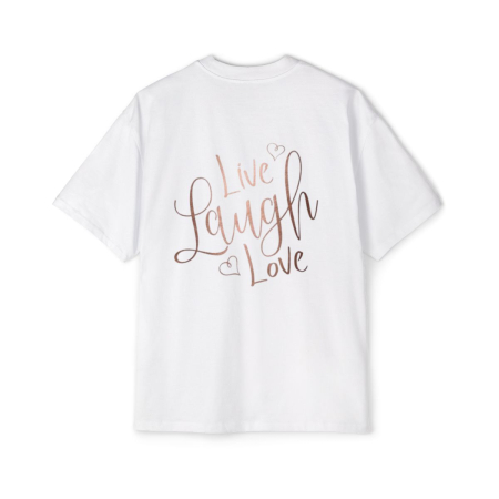 Colectia Trendy - Tricou oversized  din bumbac organic Live laught love