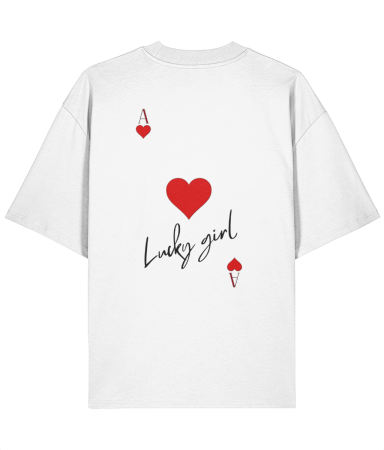 Colectia Words - Tricou oversized  din bumbac organic Lucky girl