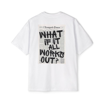 Tricouri pentru barbati - Tricou oversized  din bumbac organic What if all works out?