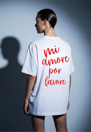 Colectia Trendy - Tricou oversized  din bumbac organic Mi amore por favor