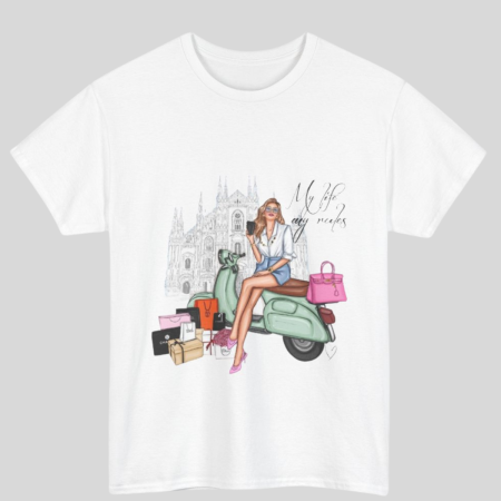 Colectia Fashionista - Tricou din bumbac organic personalizat cu imagini print tematica la moda