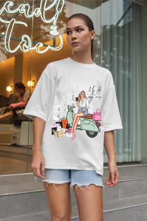 Tricouri pentru femei - Tricou oversized din bumbac organic My rules my life