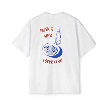 Tricouri unisex - Tricou oversized  din bumbac organic Pasta wine lover club
