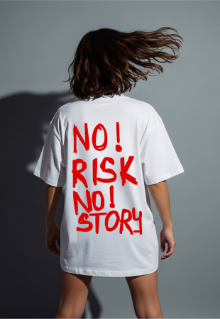 Tricouri pentru barbati - Tricou oversized din bumbac organic  No risk no story