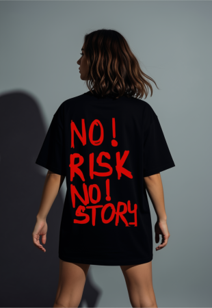 Colectia Trendy - Tricou oversized din bumbac organic  No risk no story
