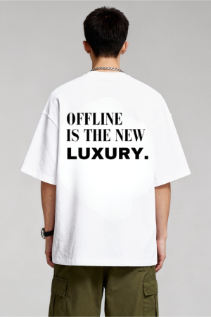 Tricouri pentru barbati - Tricou oversized  din bumbac organic Offline is new luxury
