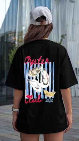 Colectia Trendy - Tricou oversized  din bumbac organic Oyster Club