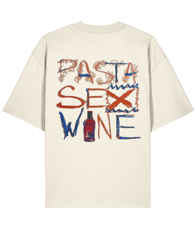 Colectia Words - Tricou oversized  din bumbac organic Pasta sex wine