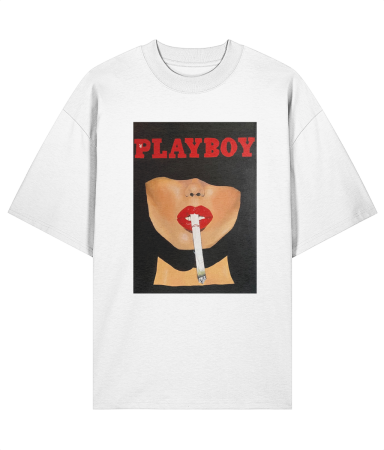 Tricouri pentru barbati - Tricou oversized din bumbac organic Playboy