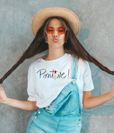 Tricouri pentru femei - Tricou oversized din bumbac organic Positive vibe