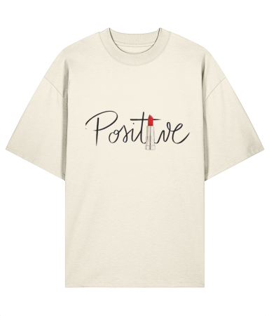 Tricouri pentru femei - Tricou oversized din bumbac organic Positive vibe