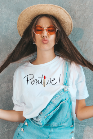 Colectia Fashion Icon - Tricou oversized din bumbac organic Positive vibe