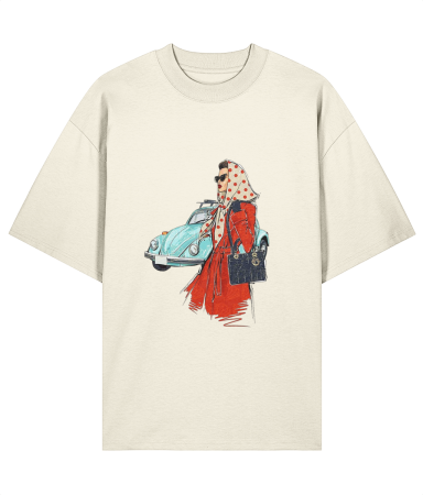 Tricouri pentru femei - Tricou oversized din bumbac organic  Vintage girl