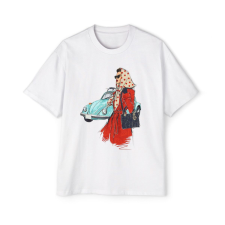 Tricouri pentru femei - Tricou oversized din bumbac organic  Vintage girl