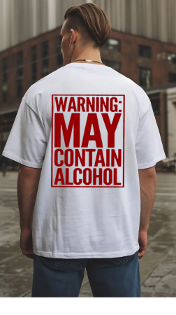 Tricouri pentru barbati - Tricou oversized din bumbac organic  Warning may alcohol