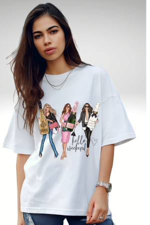 Tricouri pentru femei - Tricou oversized  din bumbac organic Week-end girls