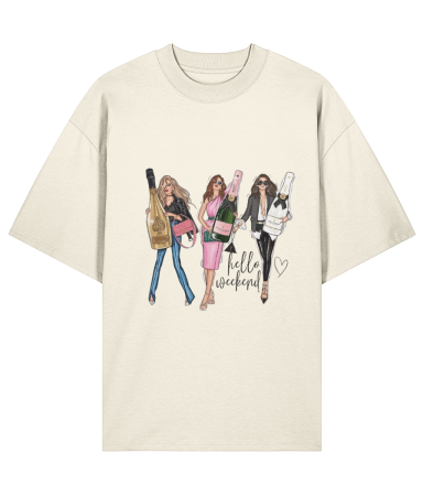 Tricouri pentru femei - Tricou oversized  din bumbac organic Week-end girls