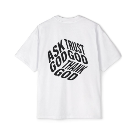 Tricouri unisex - Tricou oversized  din bumbac organic Ask  Trust Thank God