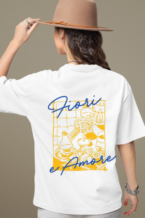 TRICOURI UNISEX - Tricou Unisex Din Bumbac 100%  Fiori e Amore