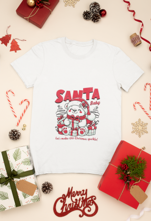 COLECTIA DE CRACIUN - TRICOU UNISEX DIN BUMBAC ORGANIC SANTA BABY