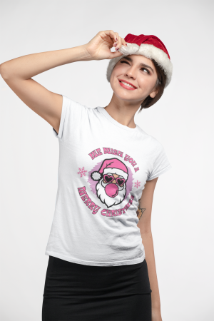 COLECTIA DE CRACIUN - TRICOU UNISEX DIN BUMBAC ORGANIC WE WISH A MERRY CHRISTMAS