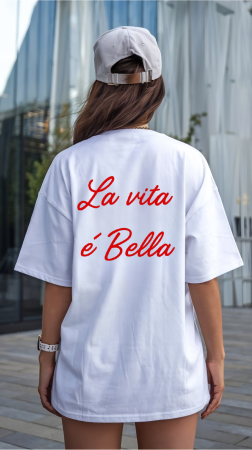 Colectia Words - Tricou Oversized Din Bumbac Organic La Vita e Bella