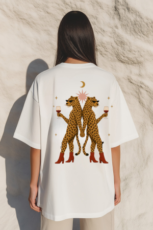 Tricouri pentru barbati - Tricou Unisex Relaxed Din Bumbac Organic Leopard party