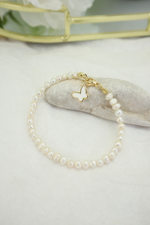 Perle albe - Brățară White Butterfly