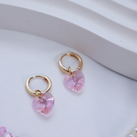 Cercei Pink - Swarovski Heart [0]
