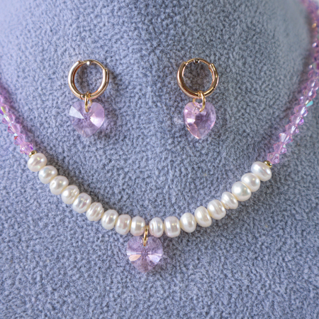 Cercei Pink - Swarovski Heart [1]