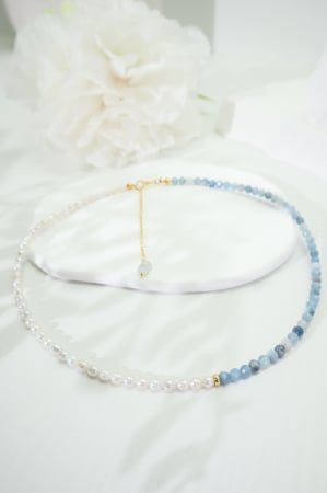 Mix perle și pietre semiprețioase - Colier Acvamarin - Pești