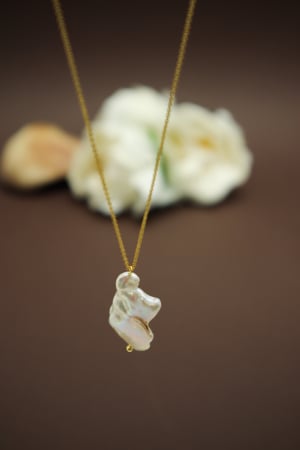 Coliere perle albe - Colier Divine Pearl - argint placat cu aur 18 k/aur roz/rodiu