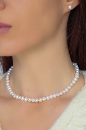 Coliere perle albe - Colier Perle Simplicity 6-7 mm