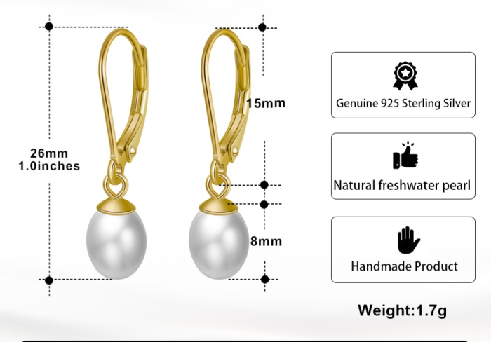 Cercei Sara din argint placat cu aur 14K cu perle de cultură [4]