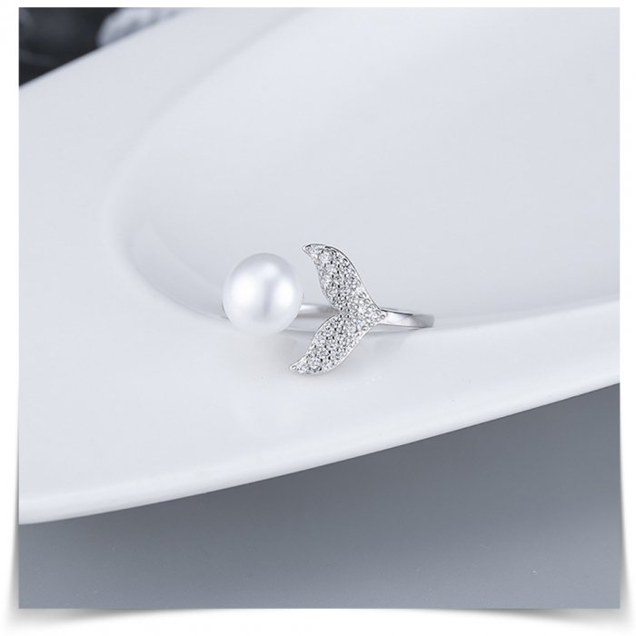 Inel Sirene reglabil din argint rodiat cu perla de cultură [3]