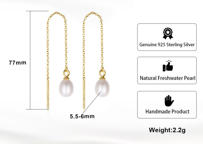 Cercei din argint 925 placat cu aur 14K și perle naturale de apă dulce [2]