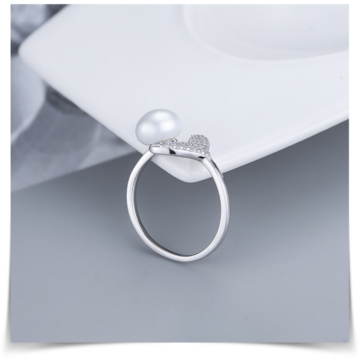 Inel Sirene reglabil din argint rodiat cu perla de cultură [2]